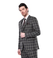 Ekose Desenli Slim Fit Siyah Erkek Ceket - Wessi
