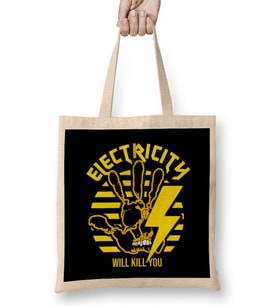 Electricity Will Kill You Dangers Bez Çanta Uzun Saplı