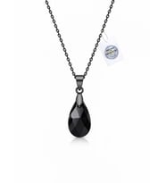 925 Ayar Swarovski Taşlı Black Necklace 16 mm Crystal Kadın Gümüş Kolye
