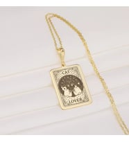 Kişiye Özel The Cat Lover Tarot Kolye 925K Gümüş (Gold)
