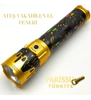 15000 Lümen Ateş Yakabilen Zoomlu El Feneri 15600 mAh Yedek Pilli
