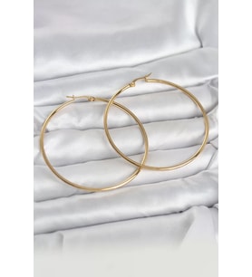 316L Çelik Gold Renk 60 mm Halka Kadın Küpe - TJ-BKP11686