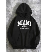Miami Baskılı Oversize Sweatshirt (Siyah)