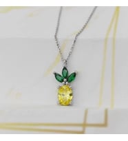 Gümüş Zirkon Taşlı Ananas Kolye 925 Ayar (Karışık)