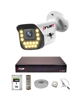 FURY 1 li Sesli 15 Warm Led Gece Renkli Görüş Su Geçirmez Güvenlik Kamerası Seti 1TB