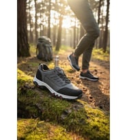 Enoch Erkek Siyah Gri Su Geçirmez Outdoor Trekking ve Doğa Yürüyüş Ayakkabısı