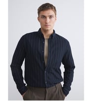 LCW Vision Lacivert Slim Fit Uzun Kollu Çizgili Erkek Gömlek