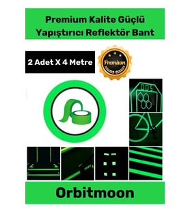 Premium Kendinden Yapışkanlı Fosforlu Karanlıkta Işık Veren Yeşil Şerit 4 Metre Reflektör Bant