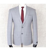 JAN CARLUCCİ Erkek Slim Fit Sivri Yaka Gri Drop 6 Ceket