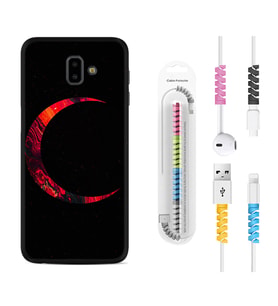 Samsung J6 Plus J7 Prime J7 Pro M20 Kılıf Kablo Koruma Spiral Silikon Red Moons 1747
