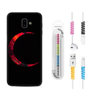 Samsung J6 Plus J7 Prime J7 Pro M20 Kılıf Kablo Koruma Spiral Silikon Red Moons 1747