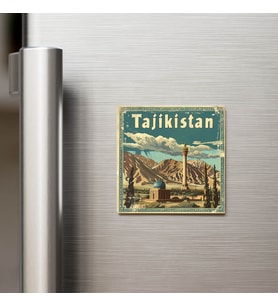 Tacikistan Tajikistan - Posta Pulu Temalı Ülke - Baskılı Buzdolap Magneti Kare - 9x9 cm