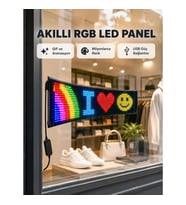 Mey İthalat® RGB LED Panel – USB Güç Girişli, GIF ve Yazı Gösterimli Akıllı Ekran