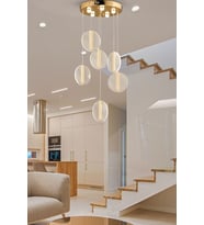 Modern Luxury Led Avize Gold Sarı Altılı Sarkıt Avize Gün Işığı