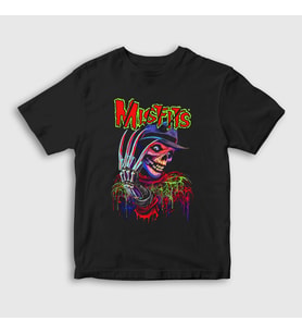 Presmono Unisex Çocuk Siyah Freddy Krueger Rock Misfits T-Shirt 474768tt