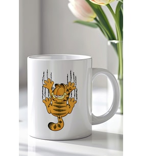 Garfield Tasarımlı 330ml Baskılı Beyaz Seramik Kupa Bardak