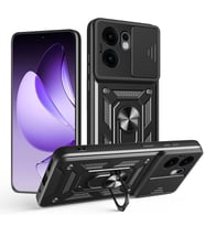 Oppo Reno 13F 5G Kılıf Kamera Korumalı Zırh Tank Sürgülü Vega Kapak (Siyah)