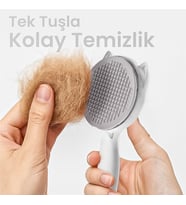 Tarağı – Otomatik Temizlenen Düğmeli Evcil Hayvan Tarağı, Masaj Etkili Yumuşak Tarama Fırçası, Kola