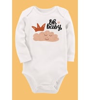 Organik Baskılı Pamuklu Unisex Bebek Body UZUNKOLE1