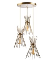 Retro Metal 3 Lü Eskitme Rustik Dekoratif Kirpi Sarkıt Avize (Burnt Olive)