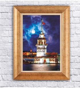 Altın Varaklı  Çerçeveli Paspartulu Tablo ndd1353 (Gold)