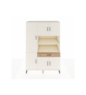 Kronos Dolap 10 Raflı Tek Çekmeceli 6 Kapaklı 132x59x195 Aytaşı-Aytaşı/Çam