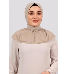 Bej Pratik Hazır Geçmeli Tesettür Eşarp Sandy Kumaş Arkadan Çıtçıtlı 2101_12