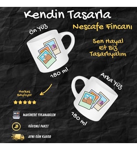 Kişiye Özel Nescafe Fincanı – 180 ml (Fotoğraflı) (Parlak Beyaz)