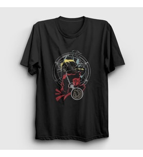 Presmono Unisex Siyah Edward Elric Full Metal Alchemist Anime T-Shirt 423223tt