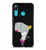 Huawei P Smart 2019 Soft Premier Kapak Pearl Yengeç Tasarımlı Silikon Kılıf - Siyah (Şeffaf)