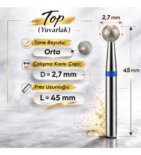 Vladmiva Elmas Freze Başlık Top – Orta Sertlik (Mavi) 0,27 mm – adet fiyatı