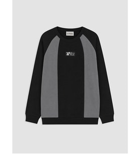 LCW Kids Siyah Bisiklet Yaka Renk Bloğu Erkek Çocuk Sweatshirt