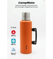 Cooker 2 Litre Kulplu Paslanmaz Çelik Kamp Termos CKR-2128 Turuncu