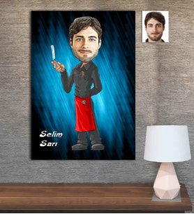 Kişiye Özel Karikatür Baskılı Ahşap Tablo Berber Erkek-3 30x40