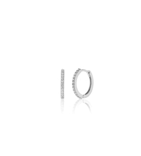 925 ayar Gümüş Yarım Tur Zirkon Taşlı 13 mm Halka küpe (STD)