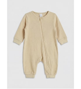LCW baby Bej Bisiklet Yaka Erkek Bebek Tulum