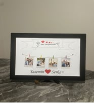 Kişiye Özel İsimli ve 4 Fotoğraflı İpli Mandala Çerçeve - Sevgiliye Hediye Ahşap MDF Çerçeve