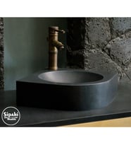 Sipahi Marble Bazalt Siyah Kedi Gözü Lavabo-Batarya Çıkışlı