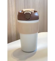 316 L Çelik Kahverengi 450 ml Pipetli Soğuk Sıcak Kahve El Termos Mug cin847khv