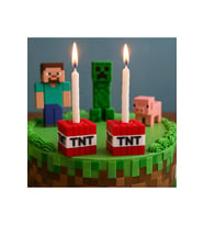 Minecraft TNT Mumluk – 2’li Blok Mumluk Seti – Doğum Günü Pastası Süsü – Parti Aksesuar