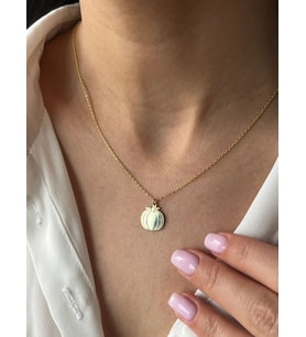 Kişiye Özel 925 Ayar Gümüş Balkabağı Motifli Kolye (Gold)