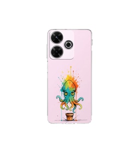 Redmi 13 4G ile uyumlu Splash ahtapot tasarımlı şeffaf silikon kılıf