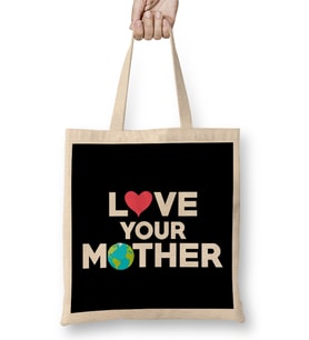 Love Your Mother Earth Hipster Hippie Eco Friendly Bez Çanta Uzun Saplı