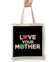 Love Your Mother Earth Hipster Hippie Eco Friendly Bez Çanta Uzun Saplı
