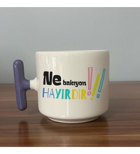 Ne Bakıyon Hayırdır Baskılı Mor Kulplu T Kupa
