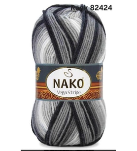 Lida Crafts Nako Vega Stripe Renk 82424 (5 Adet) (Siyah - Gri - Beyaz)