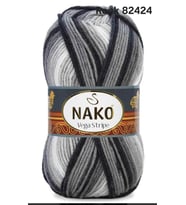 Lida Crafts Nako Vega Stripe Renk 82424 (5 Adet) (Siyah - Gri - Beyaz)