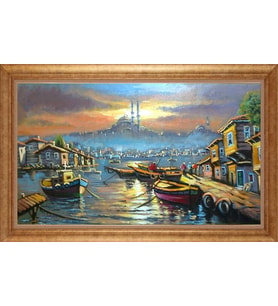 EV İŞYERİ OFİS İÇİN ALTIN ÇERÇEVELİ PASPARTULU TABLO VB642