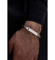 İsim Yazılabilir 5.2 mm Kare kral Gümüş Bileklik - Işıklı Kutuda