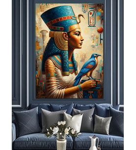 Antik Mısır Kraliçesi Nefertiti Portresi Dekoratif Kanvas - Mdf Ahşap Tablo